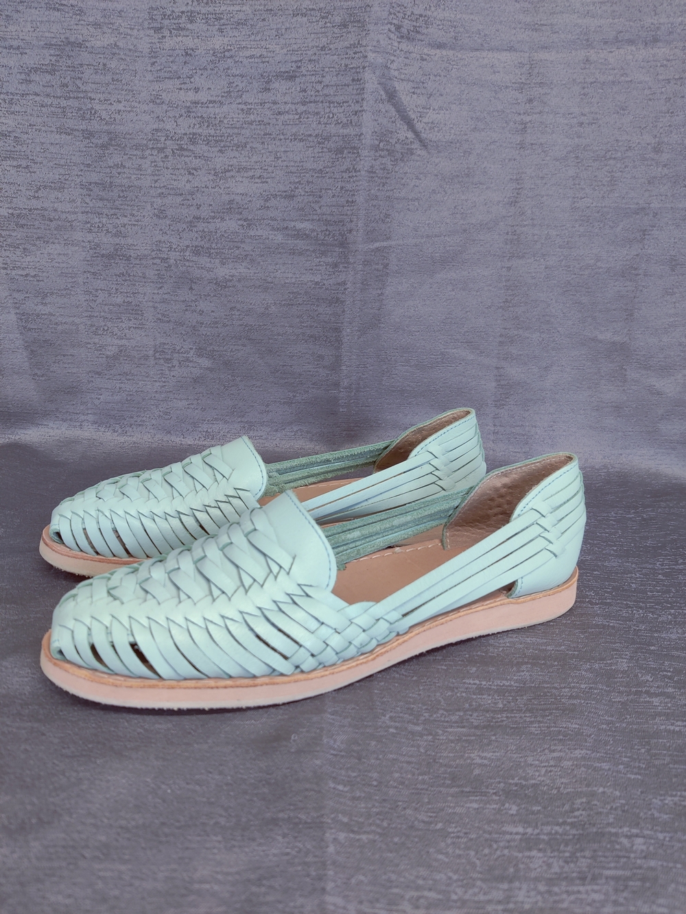 Macarena 3050 Mint Woven Leather Huarache Flats Mexico Sz 27 Womens US 10
